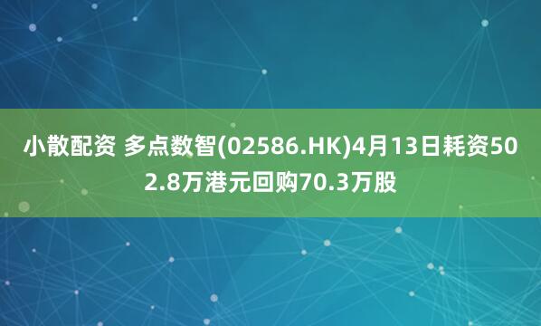 小散配资 多点数智(02586.HK)4月13日耗资502.8万港元回购70.3万股